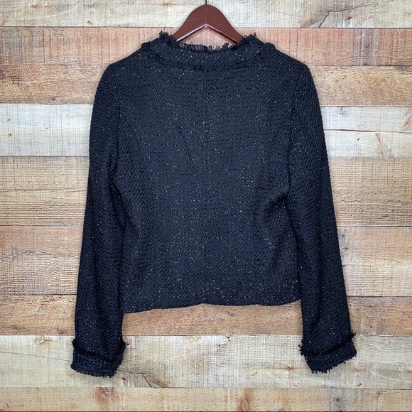 CC Couture Black Tweed Blazer Sequin Fringe Sz XL - Picture 2 of 5